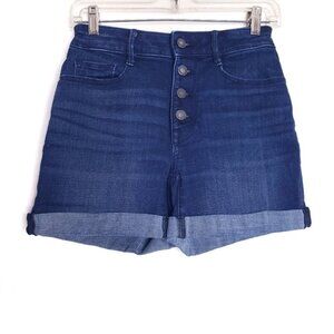 Nine West Button Fly Cuffed Hem Denim Jean Shorts Women's Size 4